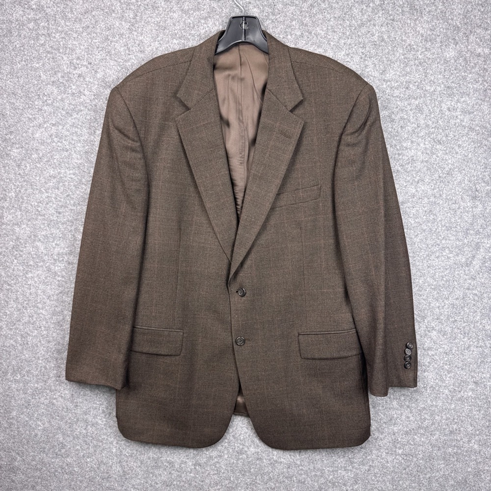 Oliver Mens‎ Brown Glen Plaid Reda Italian Wool Blazer Sport Coat 44 Regular